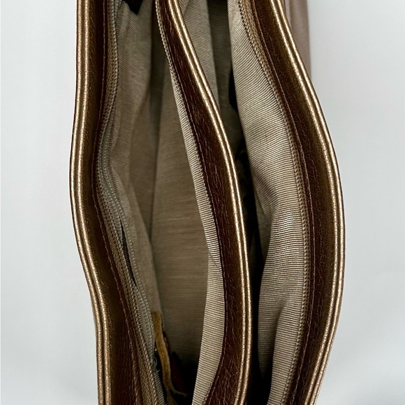 SAS Gold Metallic with Keychain Attachment hand Sewn Crossbody Leather - Picture 5 of 12